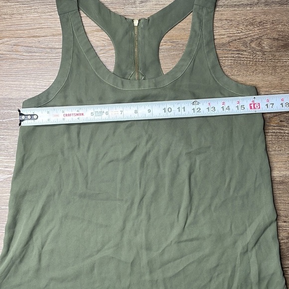Express Women’s Army Olive Green Racer Back Tank Blouse, Back Zip, size small - Picture 6 of 10